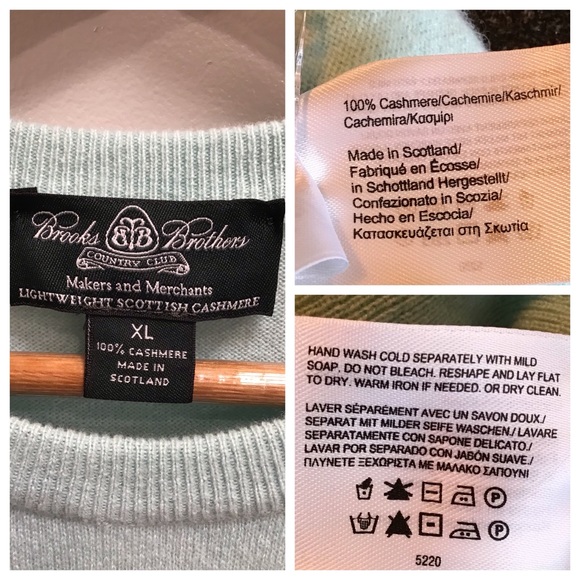 Brooks Brothers Mens Crewneck Sweater Size XL Lightweight 100% Scottish Cashmere - Picture 15 of 16